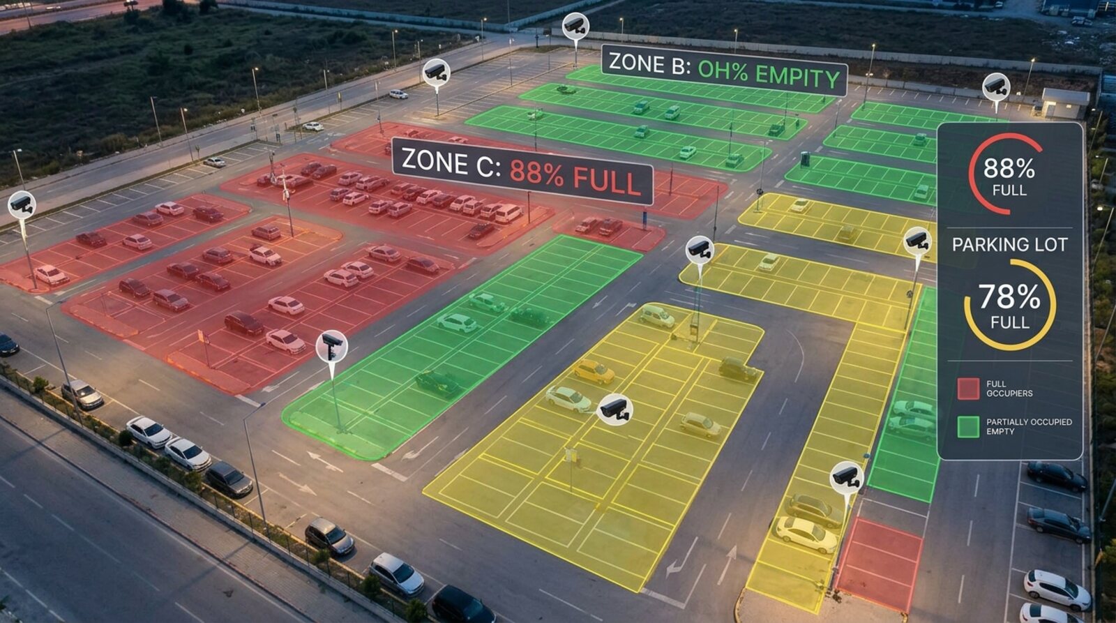 Kamera destekli bölge bazlı otopark doluluk haritası