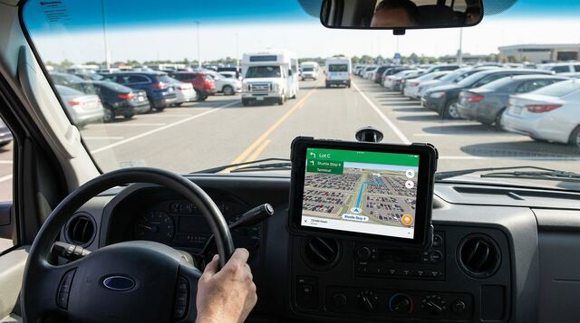 Ring servis aracında şoför navigasyon ekranı